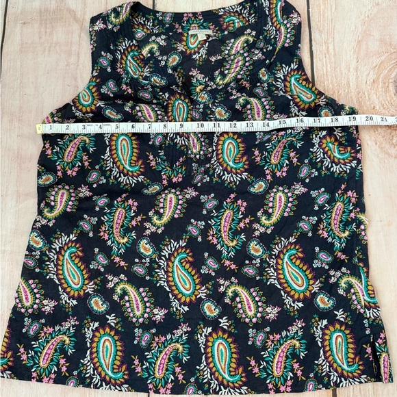 Talbots Navy Multicolored Paisley Sleeveless Blouse Tank Size Small Cotton - Picture 4 of 7